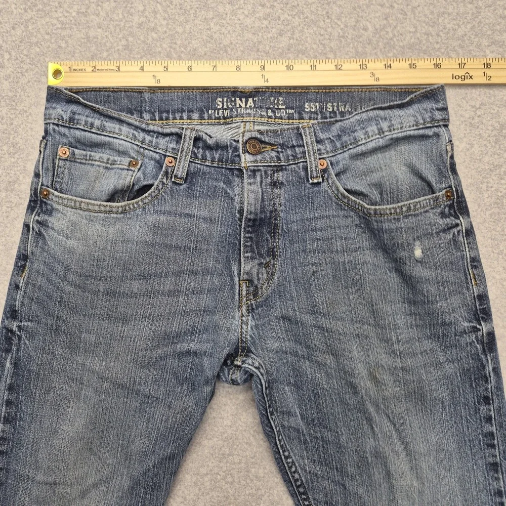 Signature Levi Jeans Mens 32x32 Blue Strauss S51 Straight Leg Denim Work Casual